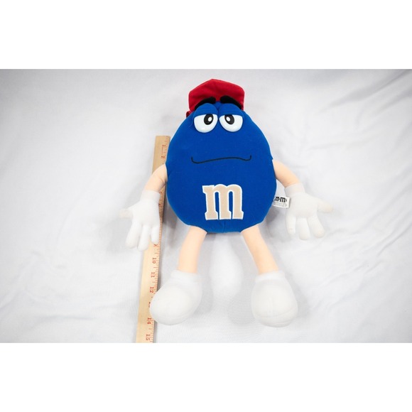 M&M's Candy Blue Yellow L Poseable Plush Stuffed Animal Plastic Eyes 14" Peanut - Picture 2 of 7